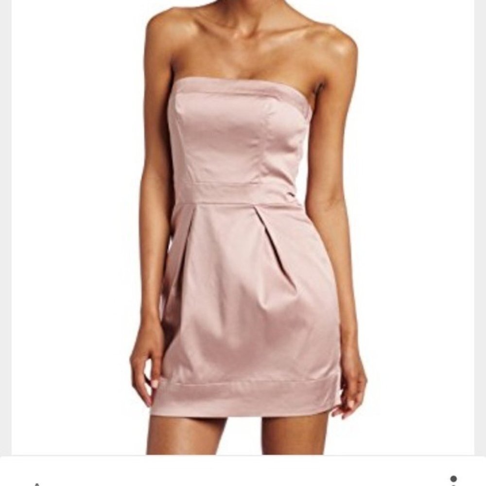 French Connection Dress Women's 10 Angelic Pink Caramel Strapless Mini Pockets